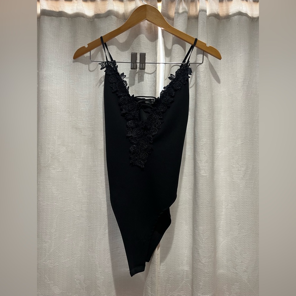 Pretty Little Thing Black Lace Bodysuit